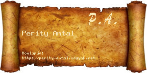 Perity Antal névjegykártya